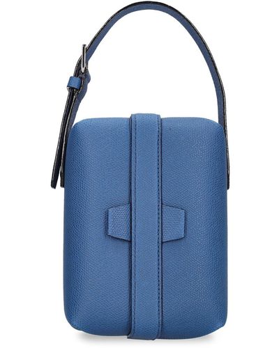 Valextra Tric Trac Leather Top Handle Bag - Blue