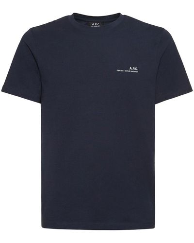 A.P.C. T-shirt Aus Jersey Mit Logo - Blau