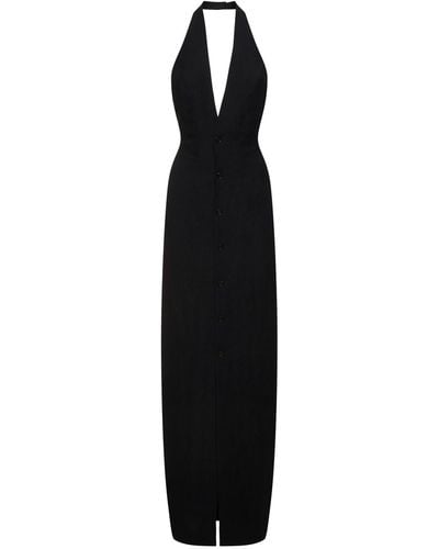 Petar Petrov Linen Blend Long Halter Neck Vest Dress - Black