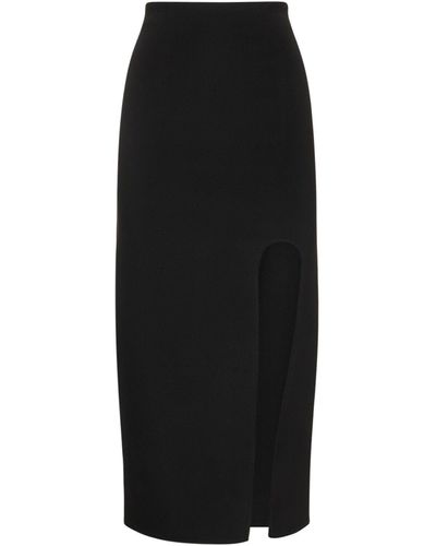 ALESSANDRO VIGILANTE Jersey Midi Skirt W/ Side Slit - Black