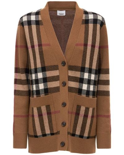 Burberry Willah Check Wool & Cashmere Cardigan - Brown