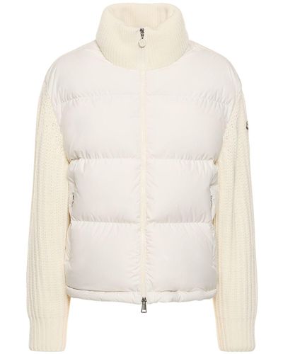 Moncler Wattierte strickjacke aus wolle - Weiß