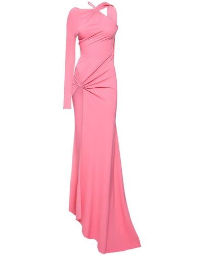 David Koma Asymmetric Draped Gown - Pink