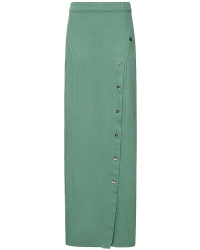 CANNARI CONCEPT Summer Washed Cotton Twill Long Skirt - Green