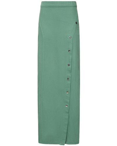CANNARI CONCEPT Summer Washed Cotton Twill Long Skirt - Green