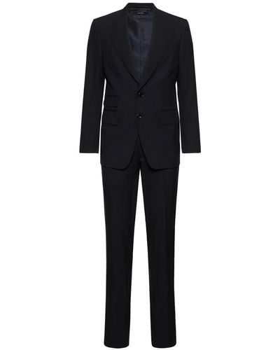 Tom Ford Shelton Super 120'S Plain Weave Suit - Black