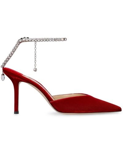 Jimmy Choo Décolleté saeda in velluto 85mm - Rosso