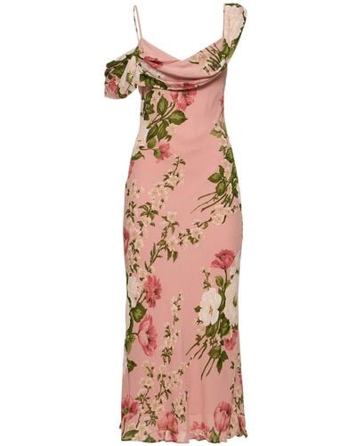 Reformation Reya Viscose Cowl Neck Midi Dress - Pink
