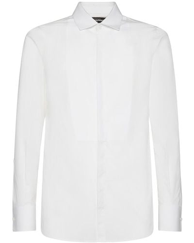 DSquared² Slim Fit Cotton Tuxedo Shirt - White