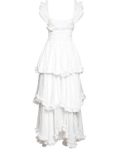 Brock Collection Linen Corset Long Dress W/ Ruffles - White
