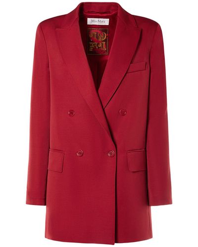 Max Mara Lange Jacke Aus Wolle Und Mohair "pevera" - Rot