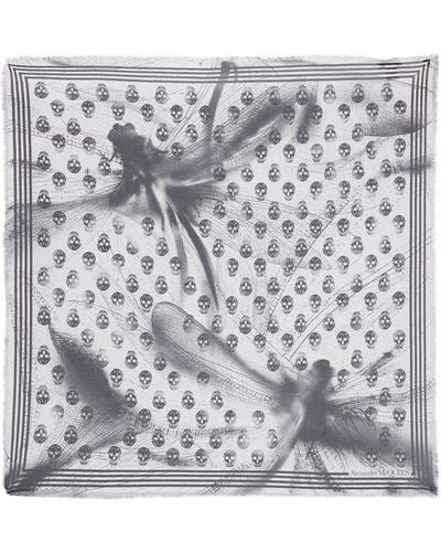 Alexander McQueen Foulard en matière technique imprimé libellule - Métallisé