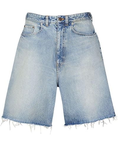 Balenciaga Shorts de denim de algodón - Azul