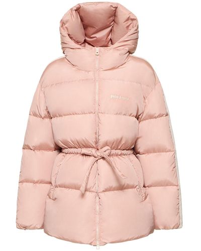 Palm Angels Belted Nylon Down Jacket - Pink