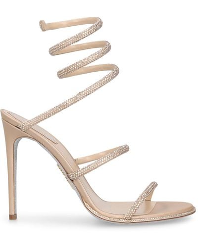 Rene Caovilla 105mm Embellished Leather Sandals - Natural