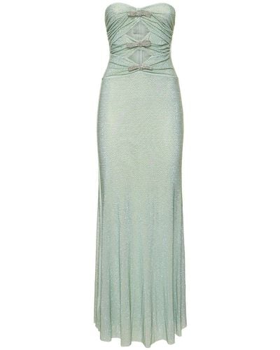 Self-Portrait Embellished Strapless Maxi Dress - Green