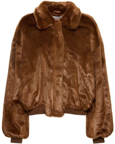 Frankie Shop Pam Faux Fur Bomber Jacket - Brown
