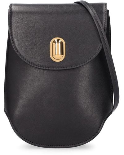 SAVETTE Tondo Pouch Leather Shoulder Bag - Black