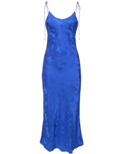 THE GARMENT Toulouse Lace-Up Silk Midi Dress - Blue