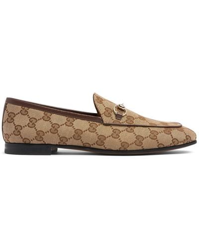 Gucci 10mm New Jordaan Canvas Loafers - Brown