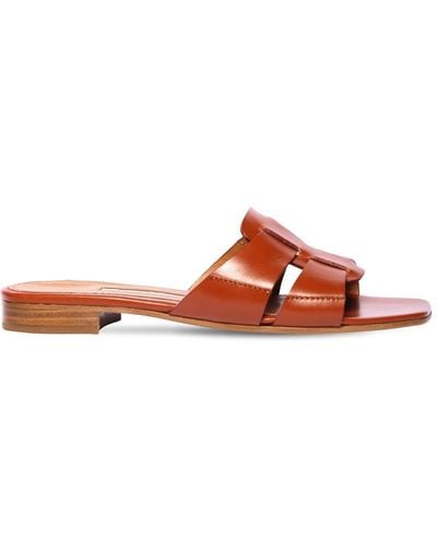 Emme Parsons 10mm Leo Leather Slide Sandals - Brown