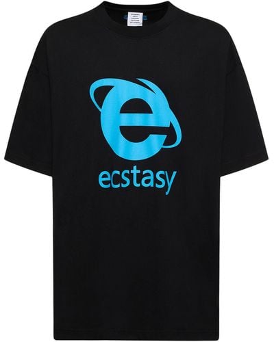 Vetements Ecstasy Printed Cotton T-Shirt - Black