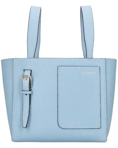 Valextra Mini Bucket Leather Top Handle Bag - Blue