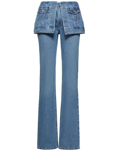 Coperni Straight Denim Jeans W/ Front Flaps - Blue