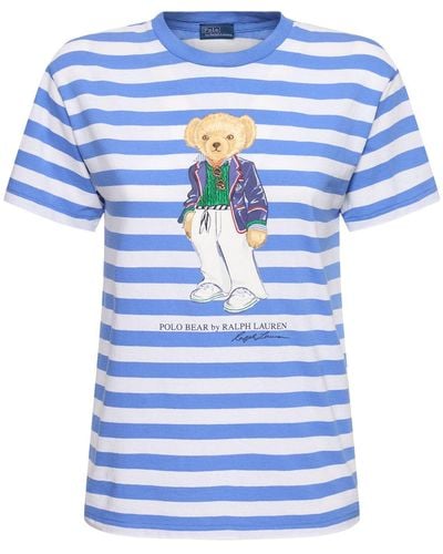 Polo Ralph Lauren Gestreiftes Baumwoll-t-shirt "riviera Bear" - Blau