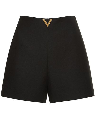 Valentino Shorts in crepe di lana e seta - Nero