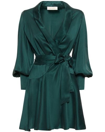 Zimmermann Vestido corto cruzado de seda - Verde