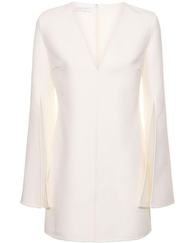Michael Kors Wool Blend Double V Neck Mini Dress - White