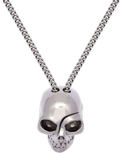 Alexander McQueen Divided Skull Charm Long Necklace - Metallic