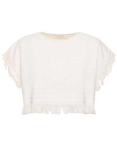 Zimmermann Alight Cotton Toweling Crop Top - White