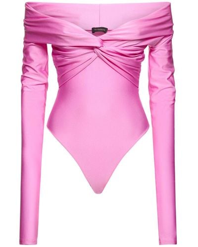 ANDAMANE Kendall Off The Shoulder Lycra Bodysuit - Pink
