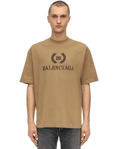 Balenciaga T-shirt Aus Baumwolljersey "laurier" - Natur