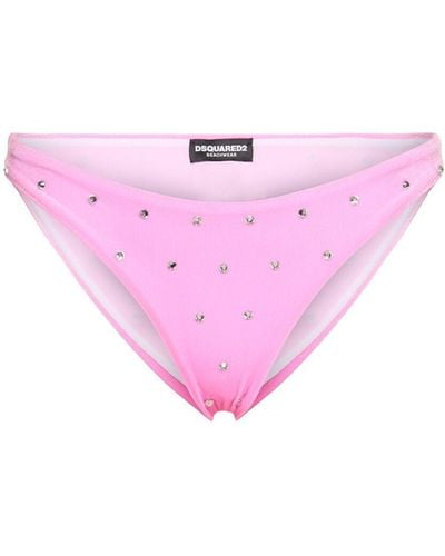 DSquared² Embellished Chenille Bikini Bottoms - Pink