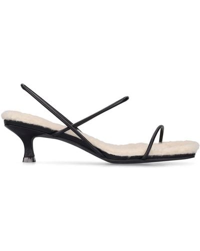 St. Agni 50mm Shearling & Leather Heel Sandals - White