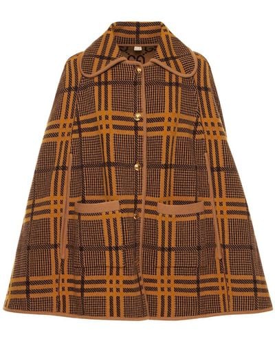 Gucci Love Parade Reversible Jacquard-knit Wool-blend Cape - Brown