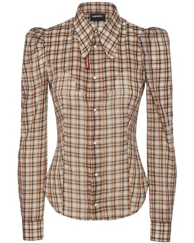 DSquared² Checked Cotton Cowboy Shirt - Brown