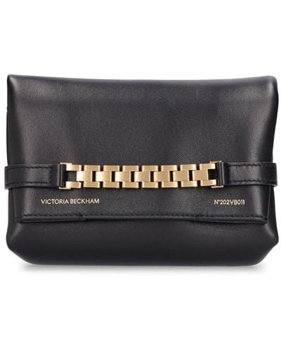 Victoria Beckham Pochette mini en cuir et chaîne - Gris