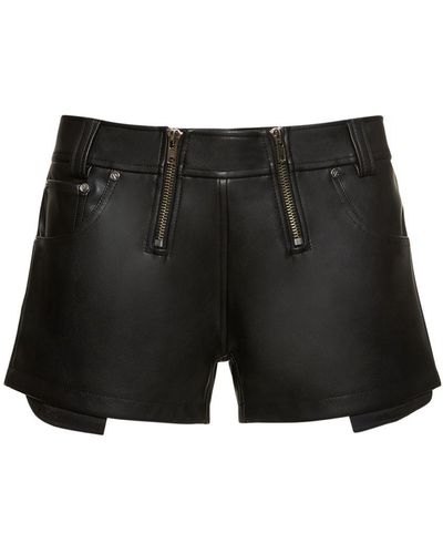 GmbH Double Zip Faux Leather Shorts - Black