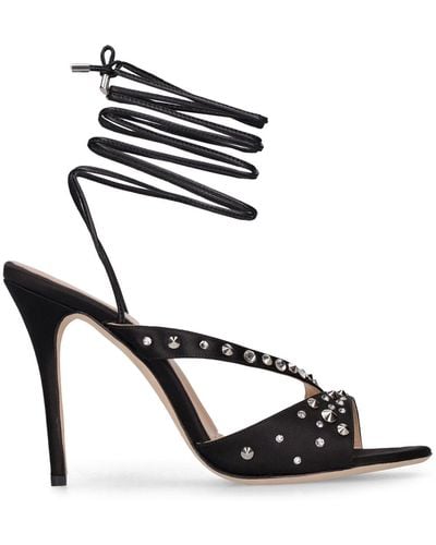 Alessandra Rich 100Mm Visocse & Silk Satin Sandals - Black