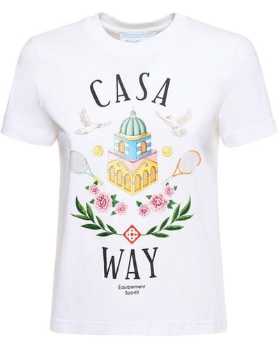 Casablancabrand T-shirt Aus Baumwolljersey Mit Druck "casa Way" - Weiß