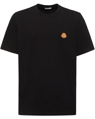 Moncler T-shirt en jersey de coton avec patch logo - Noir