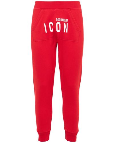 DSquared² Pantalones Deportivos De Algodón Jersey Con Logo - Rojo
