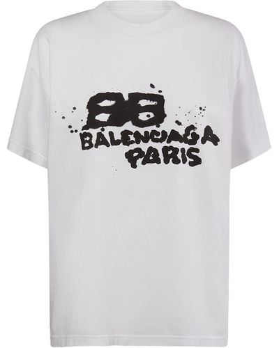 Balenciaga Camiseta medium fit de algodón - Gris