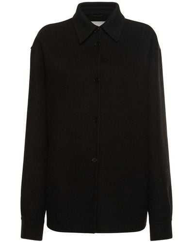 Jil Sander Double Felted Wool & Angora Shirt Jacket - Black