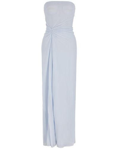 Giorgio Armani Strapless Draped Jersey Long Dress - White