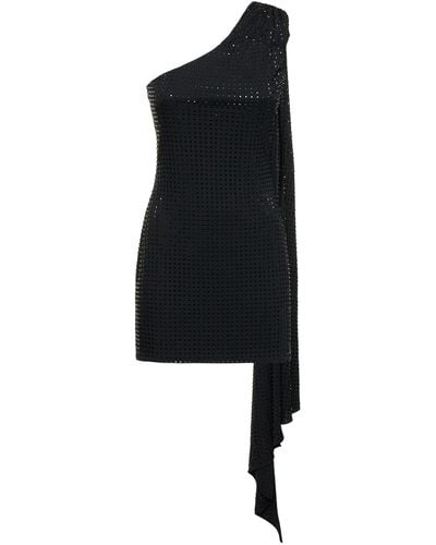 David Koma Jersey Hotfix Draped Mini Dress - Black